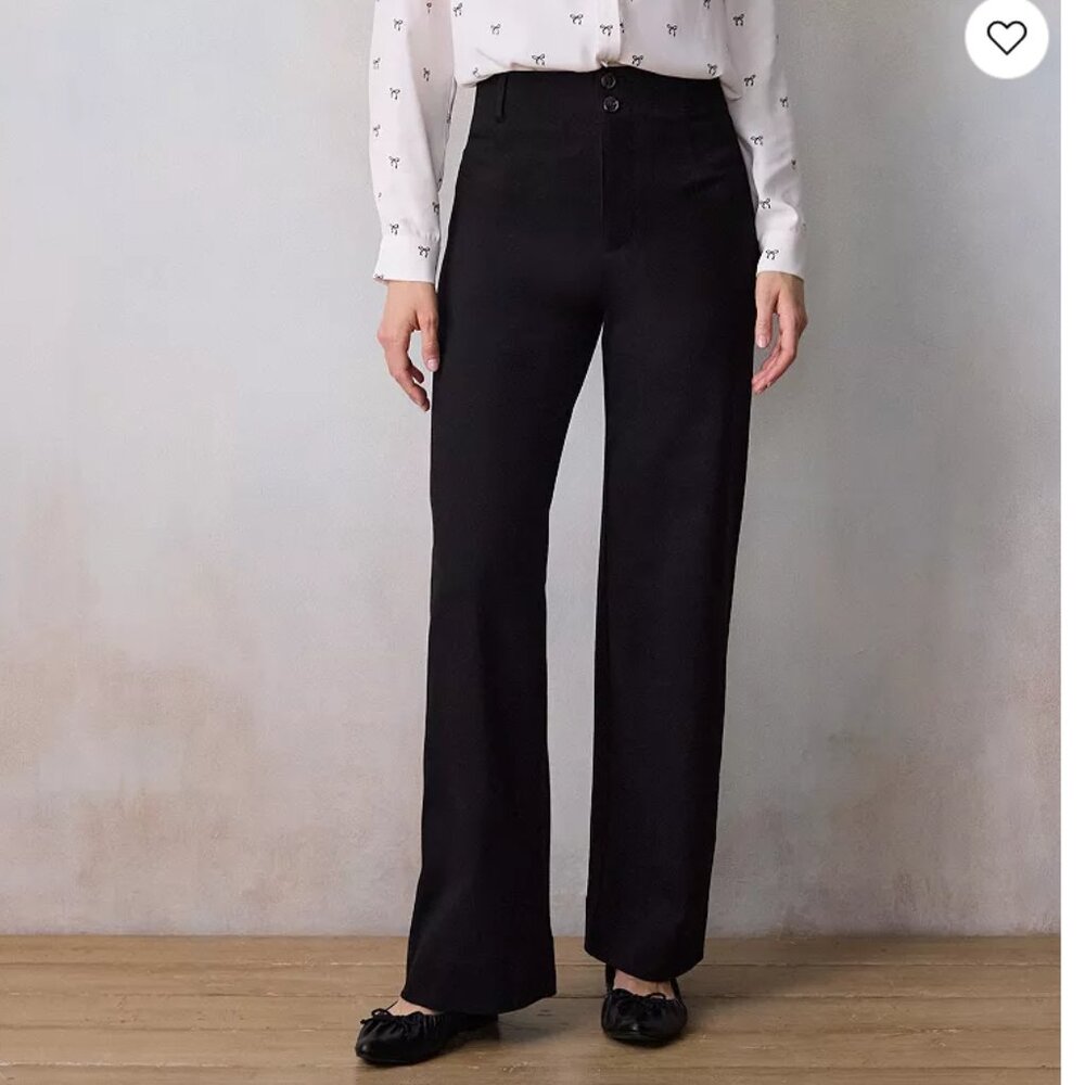 LC Lauren Conrad Women's Black‎ Corduroy Wildflower High Rise Wide Leg Pants